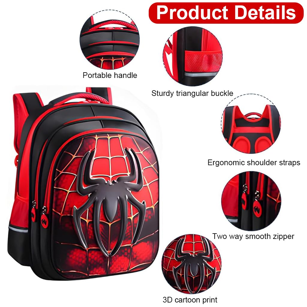 PALAY School Kids Backpack 3D Cartoon Spider Print Hard Shell Backpack Lightweight School Backpack Padded Shoulder Strap And Lift Handle Waterproof School Backpack School Gift for Kids 6-10 Years Old PALAY School Kids Backpack 3D Cartoon Spider Print Hard Shell Backpack Lightweight School Backpack Padded Shoulder Strap And Lift Handle Waterproof School Backpack School Gift for Kids 6-10 Years Old